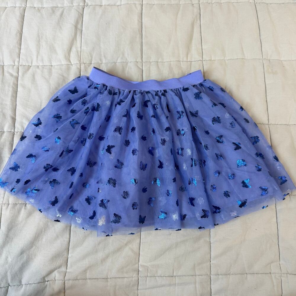 Bluey Blue Butterfly Tulle Pull On Tutu Skirt Metallic Glitter Sparkle Girls 6